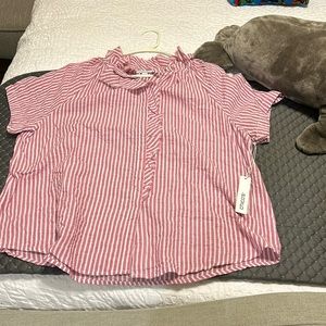 Chicos casual shirt. Pink/white striped. Size 3. Women’s 16